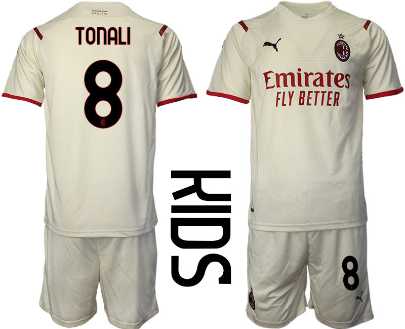 Youth 2021-2022 Club AC Milan away cream #8 Soccer Jersey